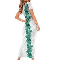 Hawaii Tropical Leaves Family Matching Short Sleeve Bodycon Dress and Hawaiian Shirt Polynesian Pattern