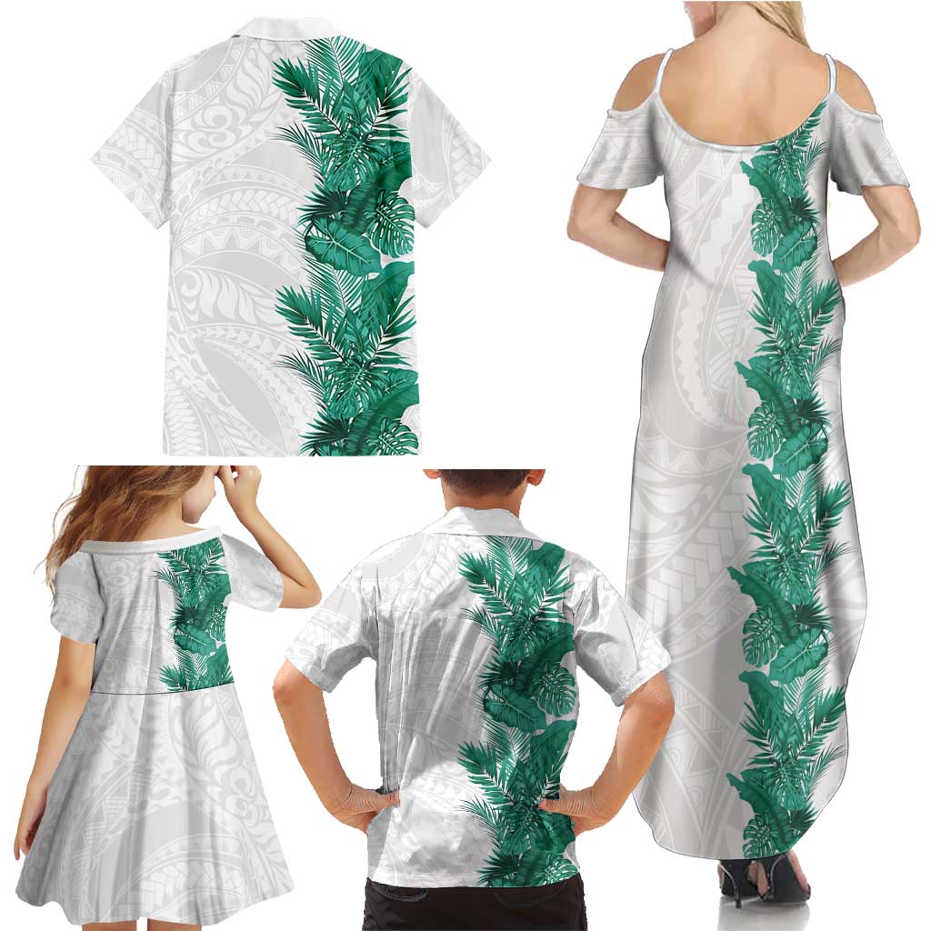 Hawaii Tropical Leaves Family Matching Summer Maxi Dress and Hawaiian Shirt Polynesian Pattern