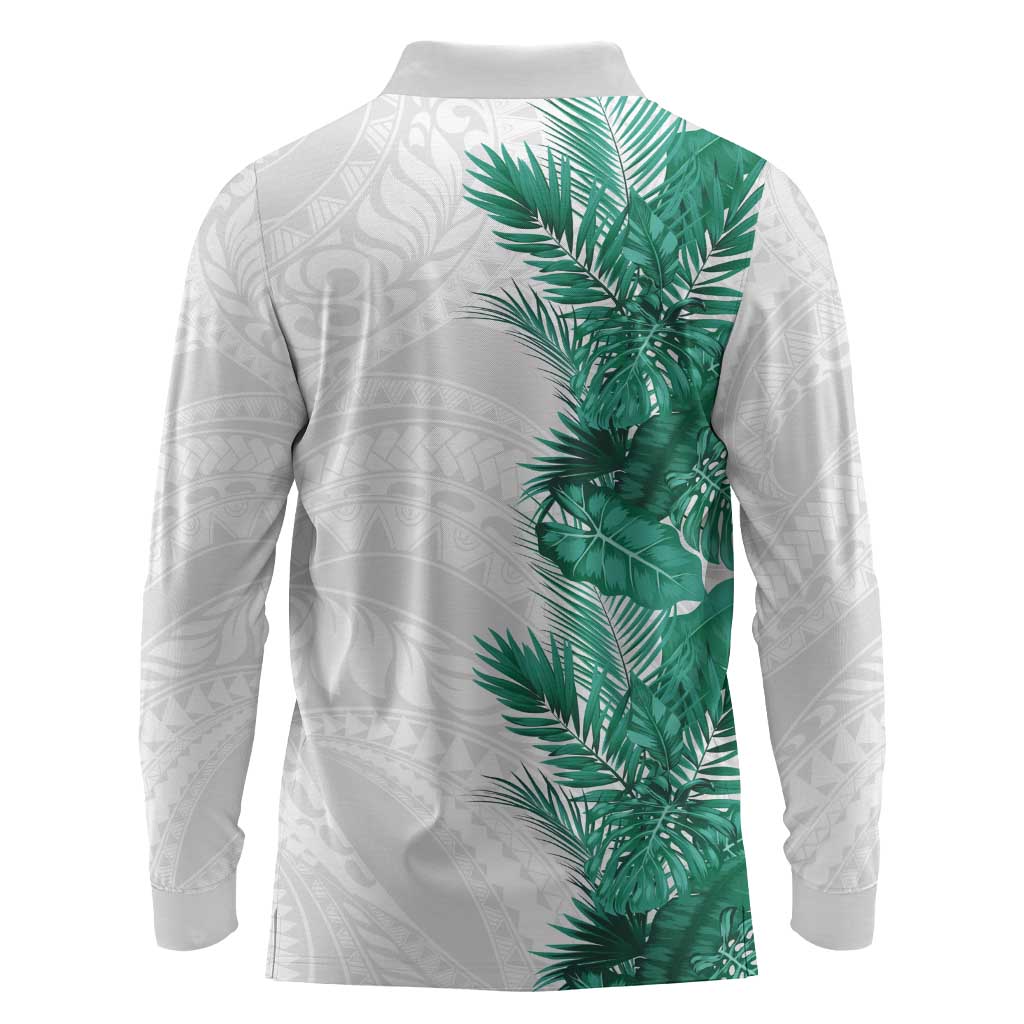 Hawaii Tropical Leaves Long Sleeve Polo Shirt Polynesian Pattern
