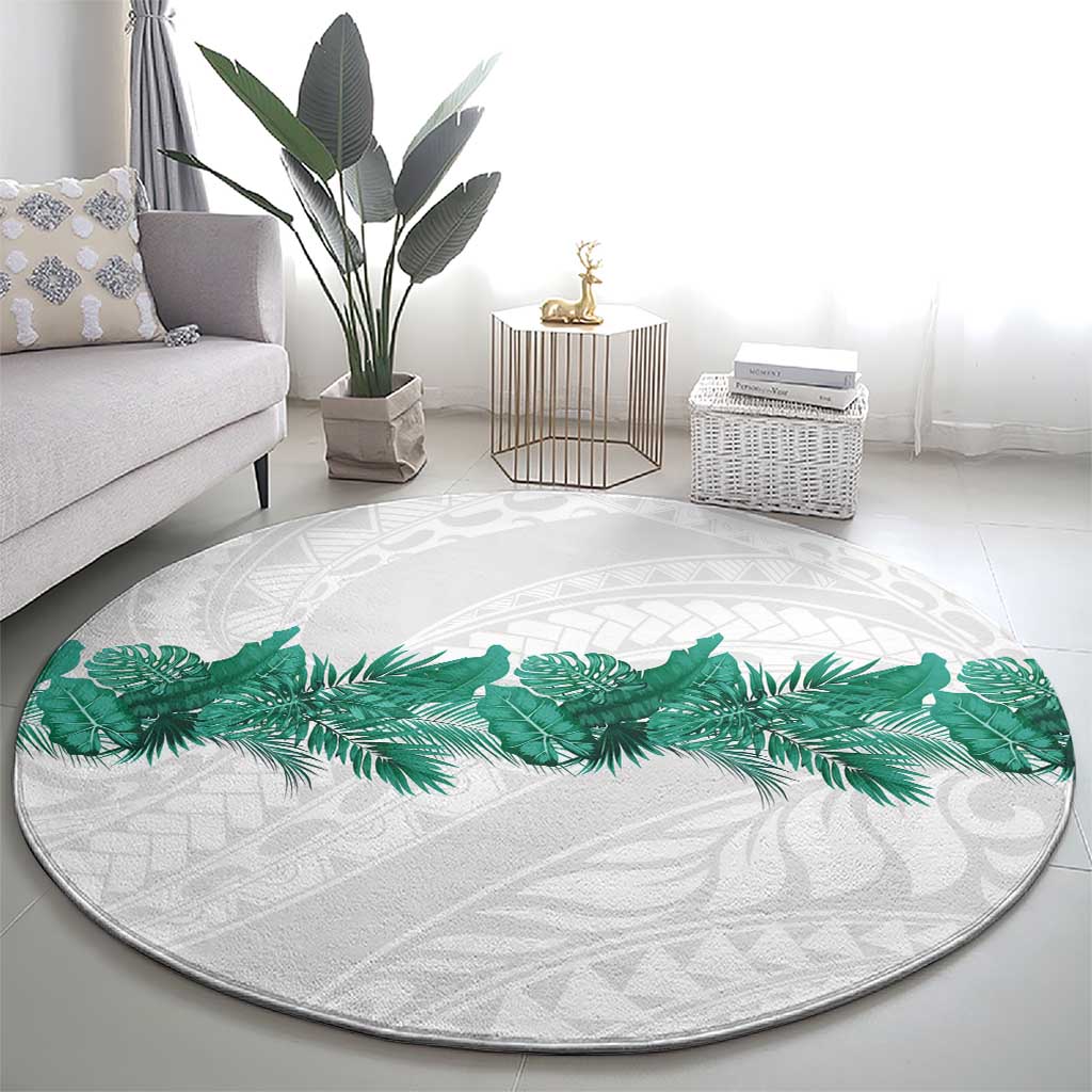 Hawaii Tropical Leaves Round Carpet Polynesian Pattern