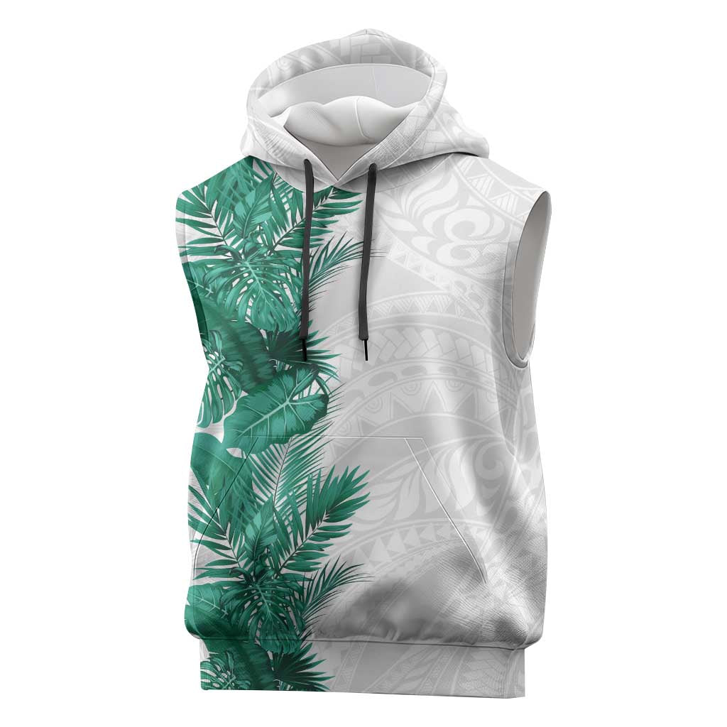 Hawaii Tropical Leaves Sleeveless Hoodie Polynesian Pattern
