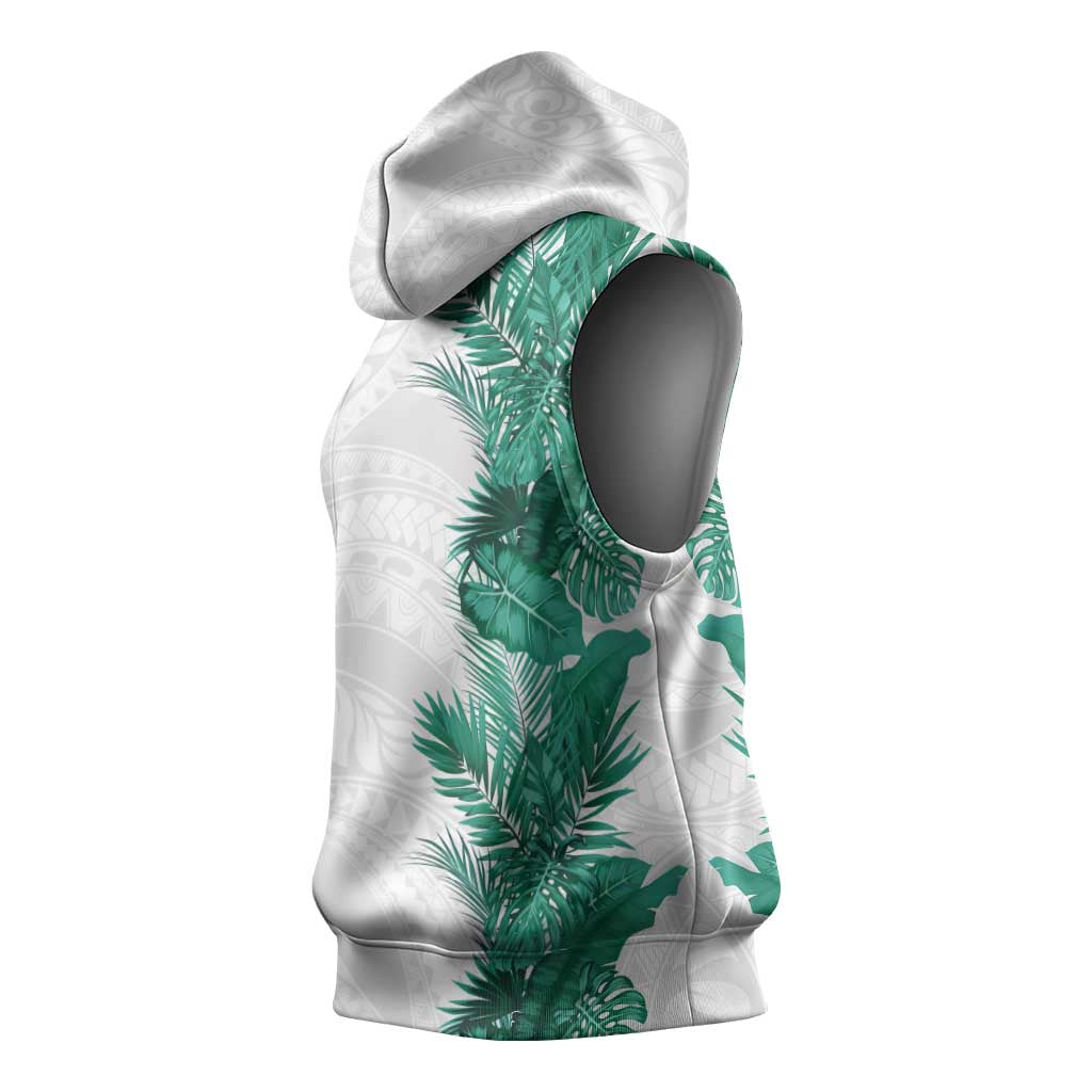 Hawaii Tropical Leaves Sleeveless Hoodie Polynesian Pattern