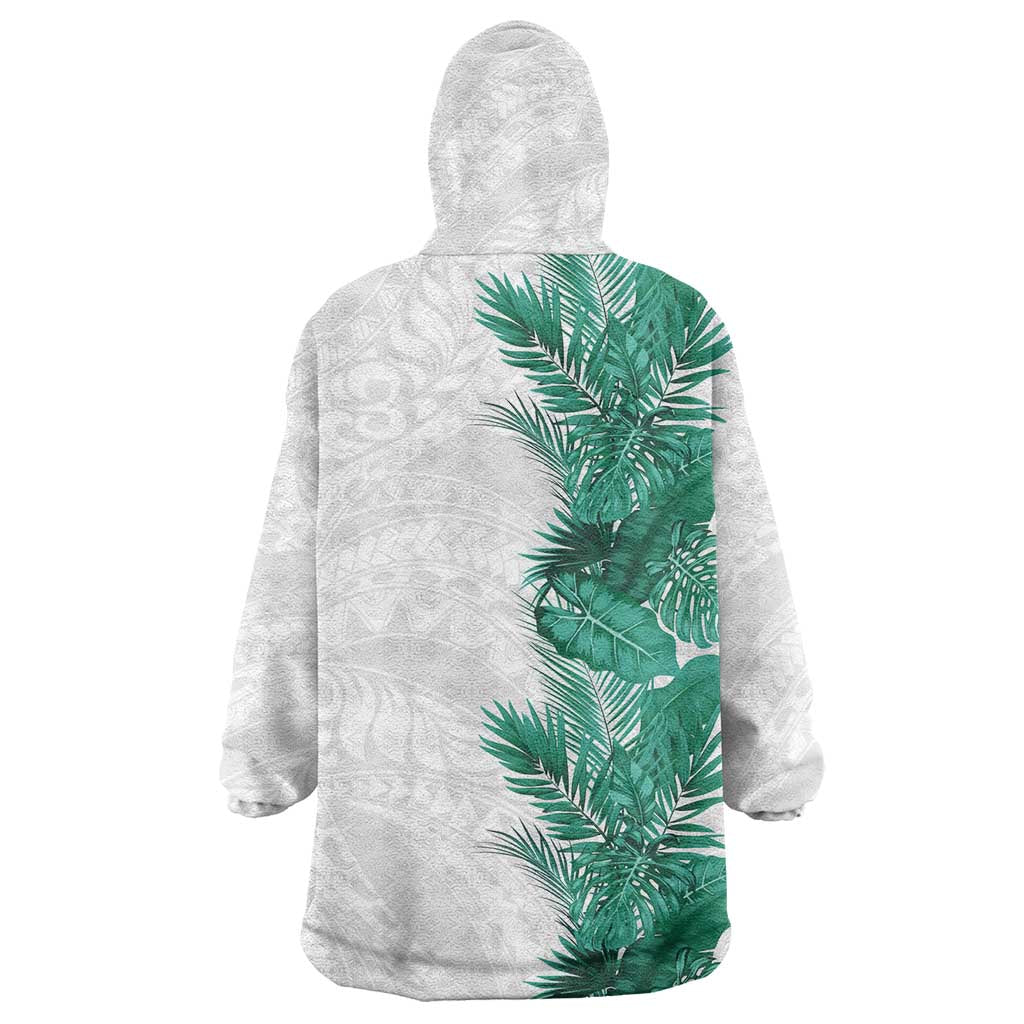 Hawaii Tropical Leaves Wearable Blanket Hoodie Polynesian Pattern