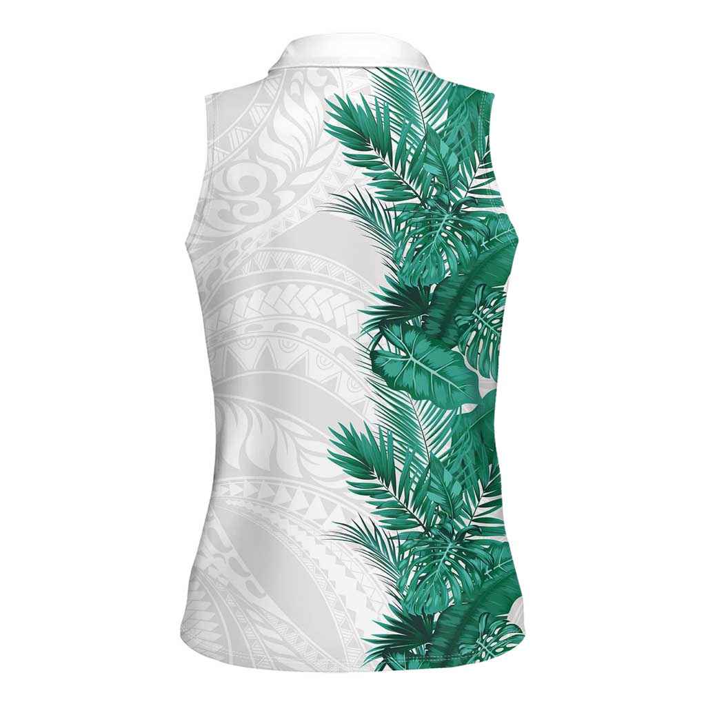Hawaii Tropical Leaves Women Sleeveless Polo Shirt Polynesian Pattern
