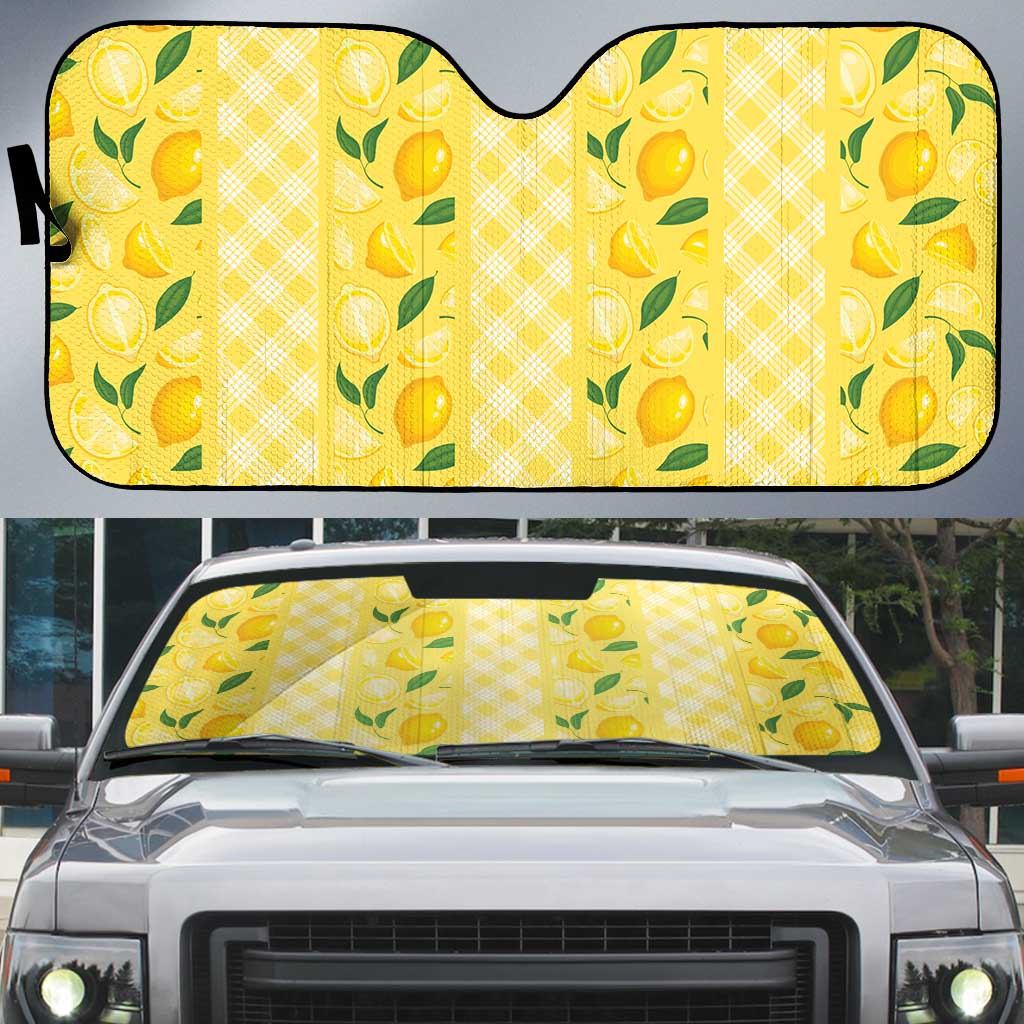Hawaii Lemon Palaka Auto Sun Shade Striped Stylized
