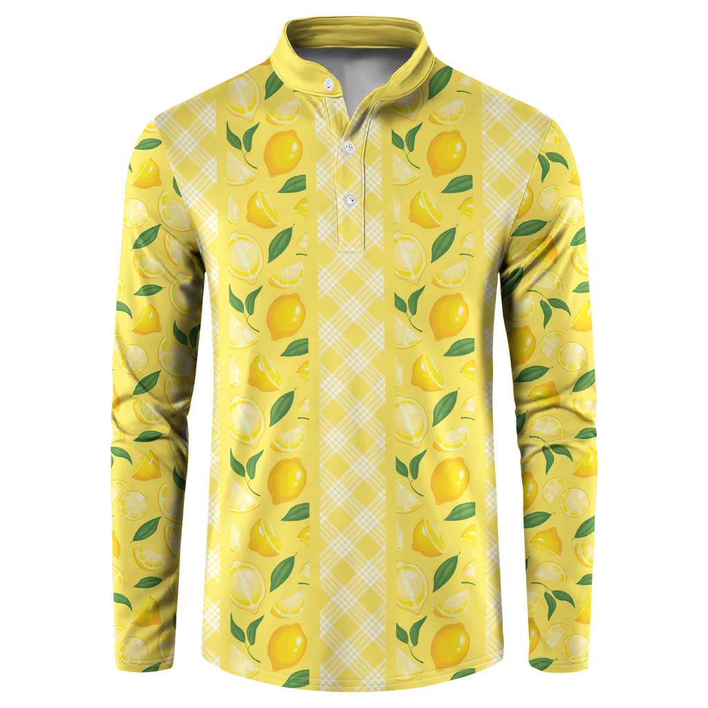 Hawaii Lemon Palaka Button Sweatshirt Striped Stylized