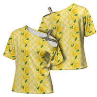 Hawaii Lemon Palaka Cross Shoulder Shirt Striped Stylized