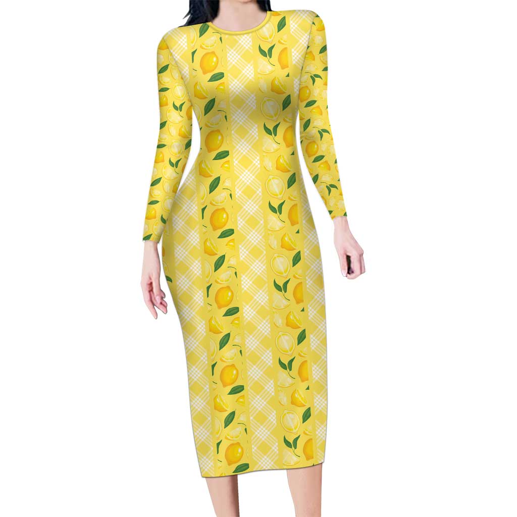 Hawaii Lemon Palaka Family Matching Long Sleeve Bodycon Dress and Hawaiian Shirt Striped Stylized