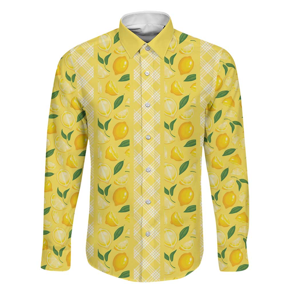 Hawaii Lemon Palaka Family Matching Off The Shoulder Long Sleeve Dress and Hawaiian Shirt Striped Stylized