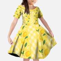 Hawaii Lemon Palaka Kid Short Sleeve Dress Striped Stylized
