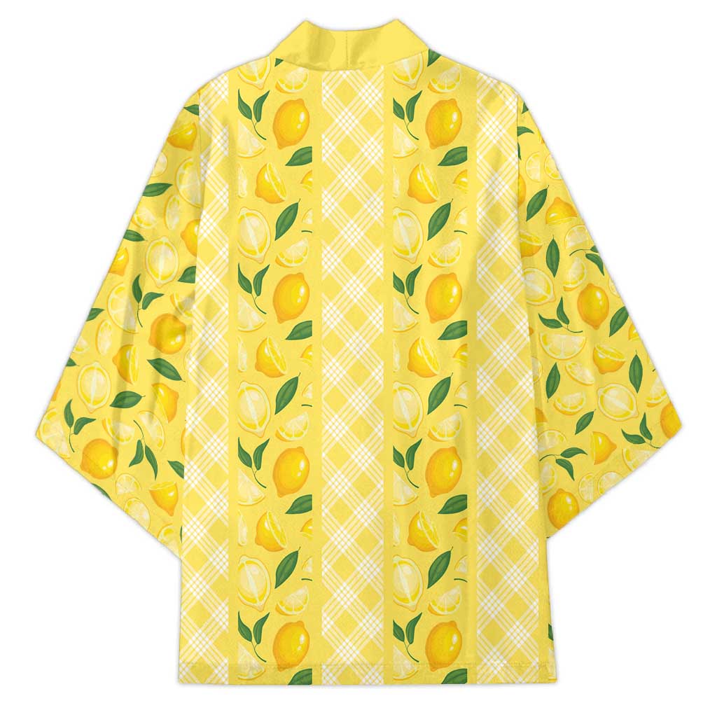 Hawaii Lemon Palaka Kimono Striped Stylized
