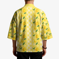 Hawaii Lemon Palaka Kimono Striped Stylized