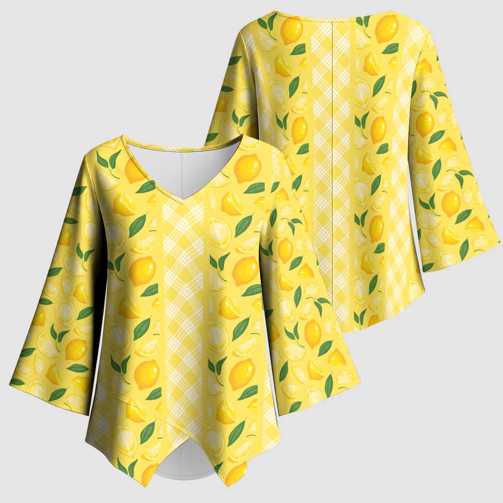 Hawaii Lemon Palaka Kimono Sleeve Blouse Striped Stylized