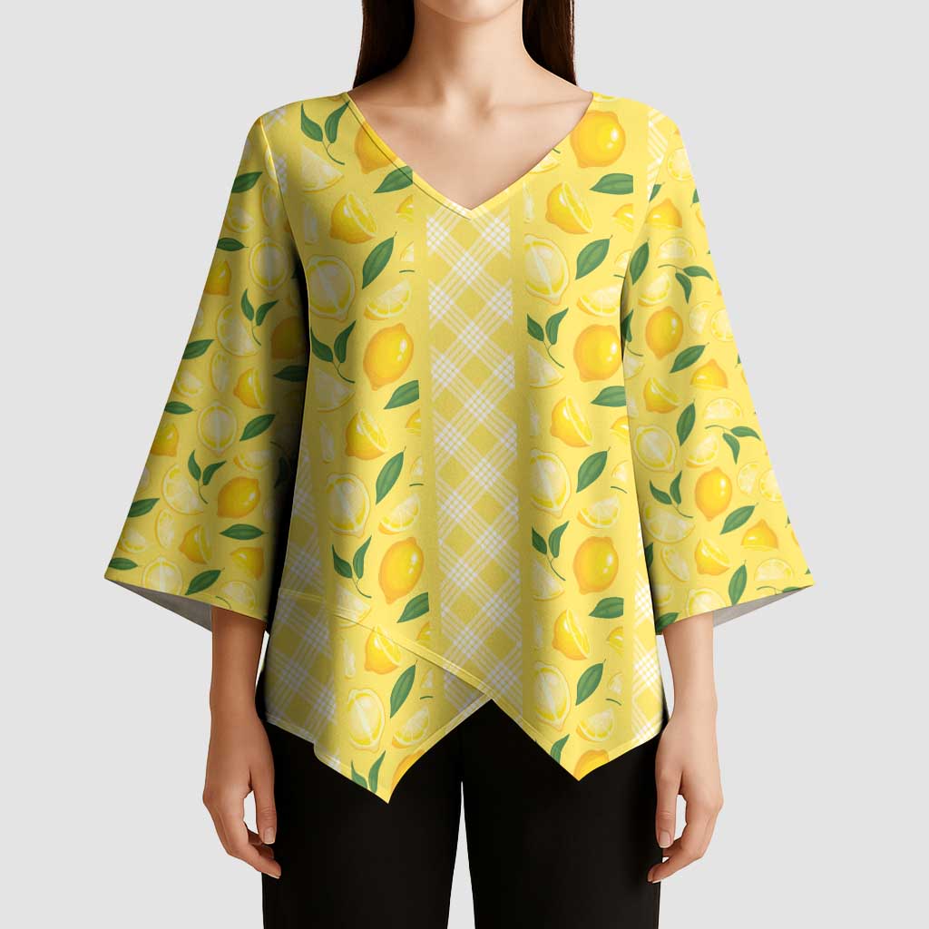 Hawaii Lemon Palaka Kimono Sleeve Blouse Striped Stylized