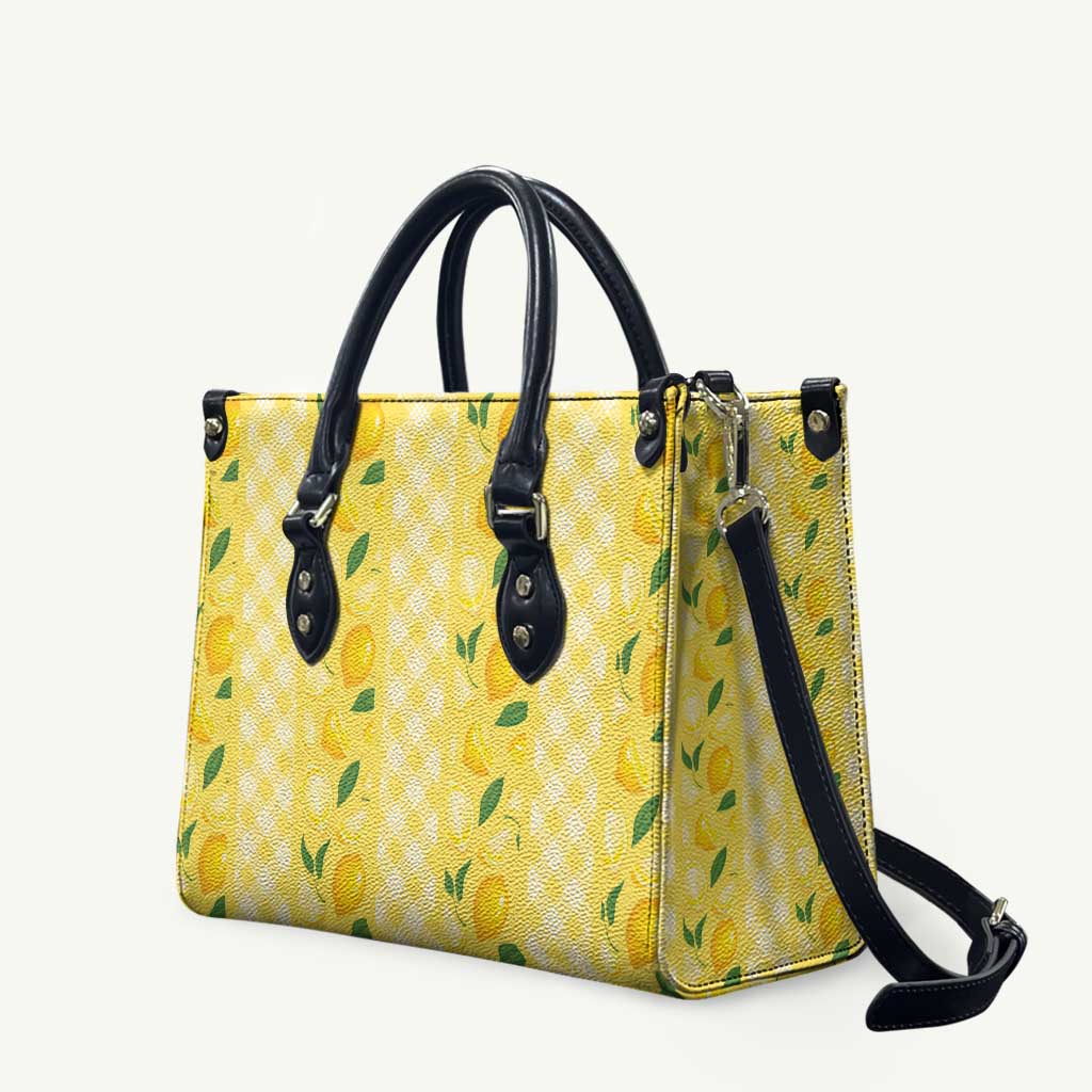 Hawaii Lemon Palaka Leather Bag Striped Stylized
