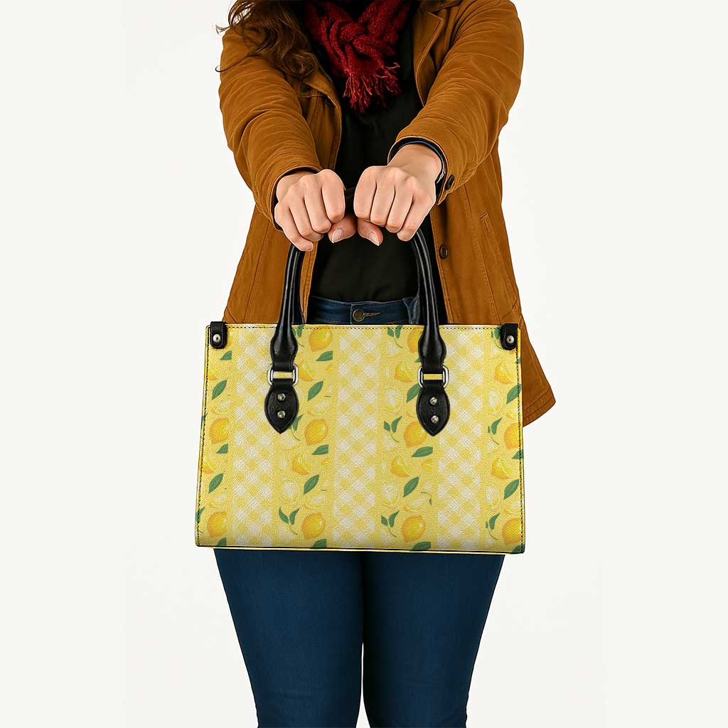 Hawaii Lemon Palaka Leather Bag Striped Stylized