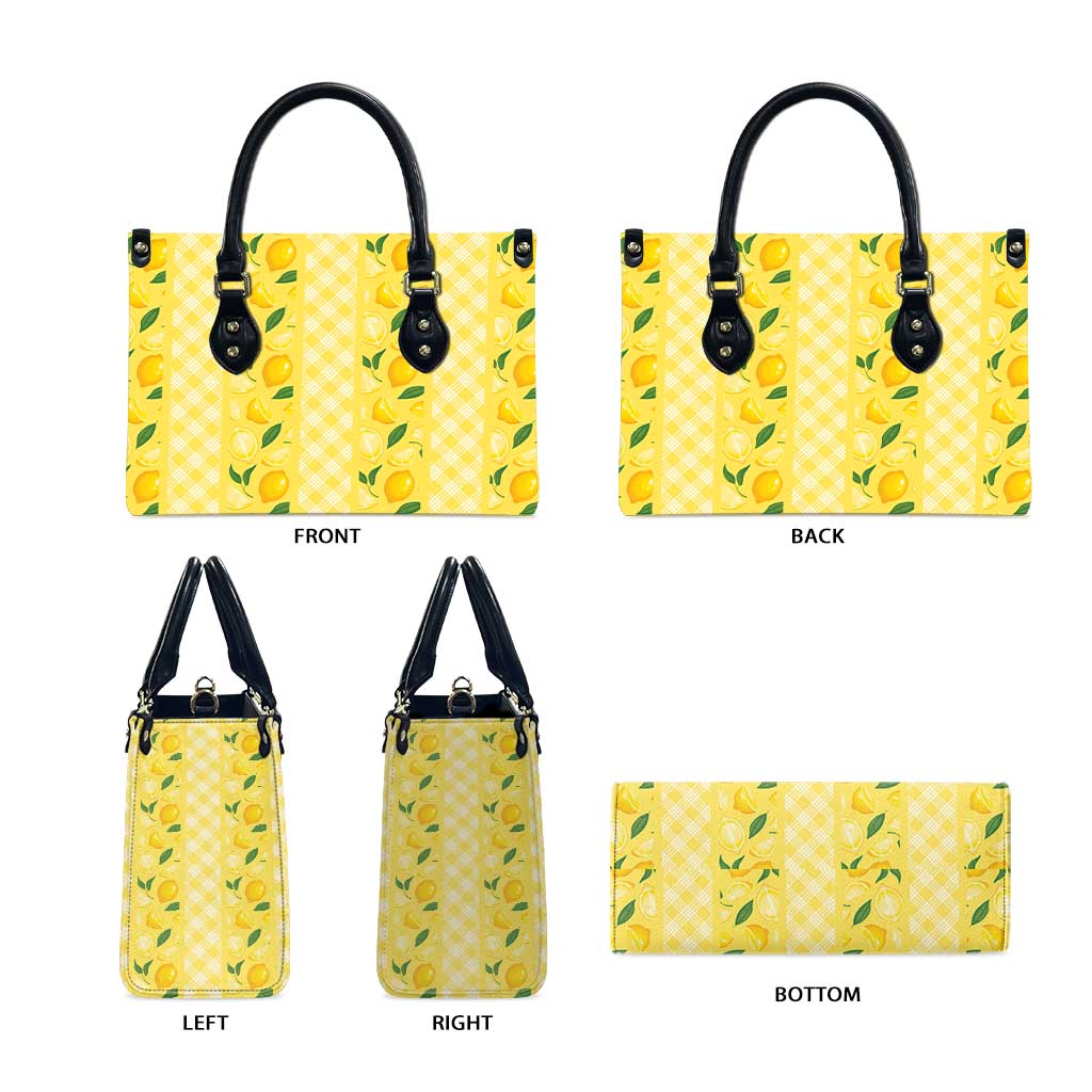 Hawaii Lemon Palaka Leather Bag Striped Stylized