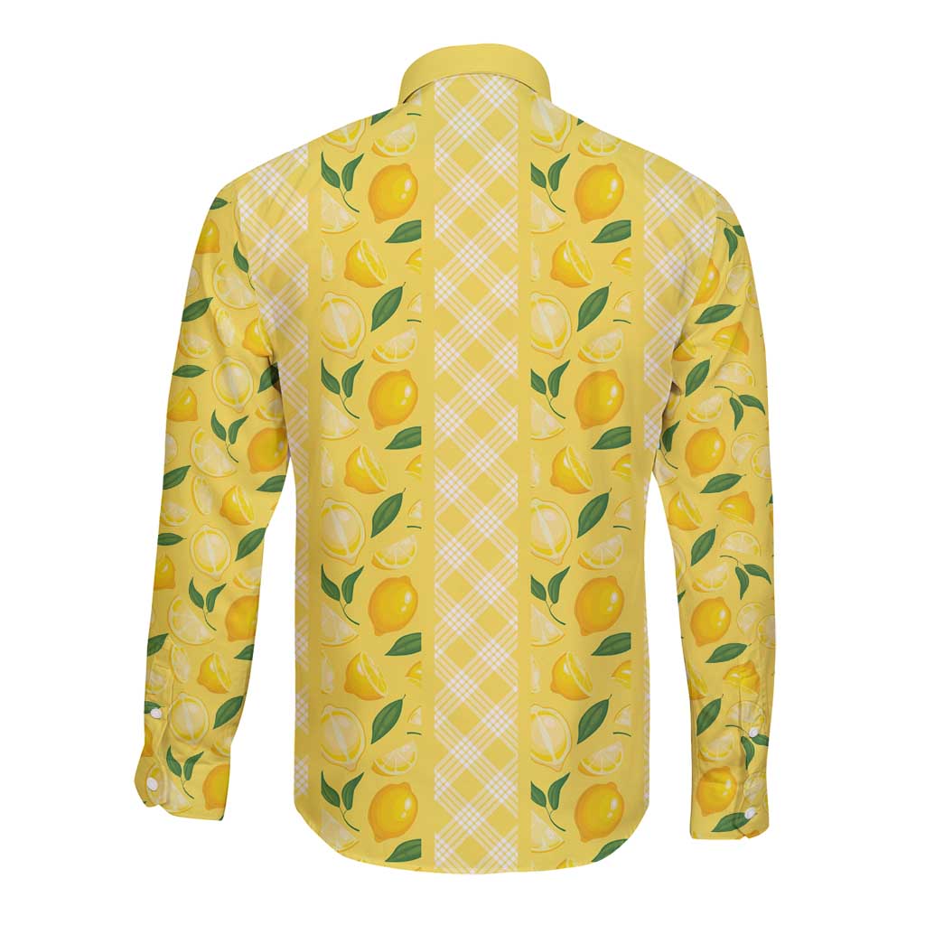 Hawaii Lemon Palaka Long Sleeve Button Shirt Striped Stylized