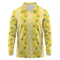 Hawaii Lemon Palaka Long Sleeve Polo Shirt Striped Stylized