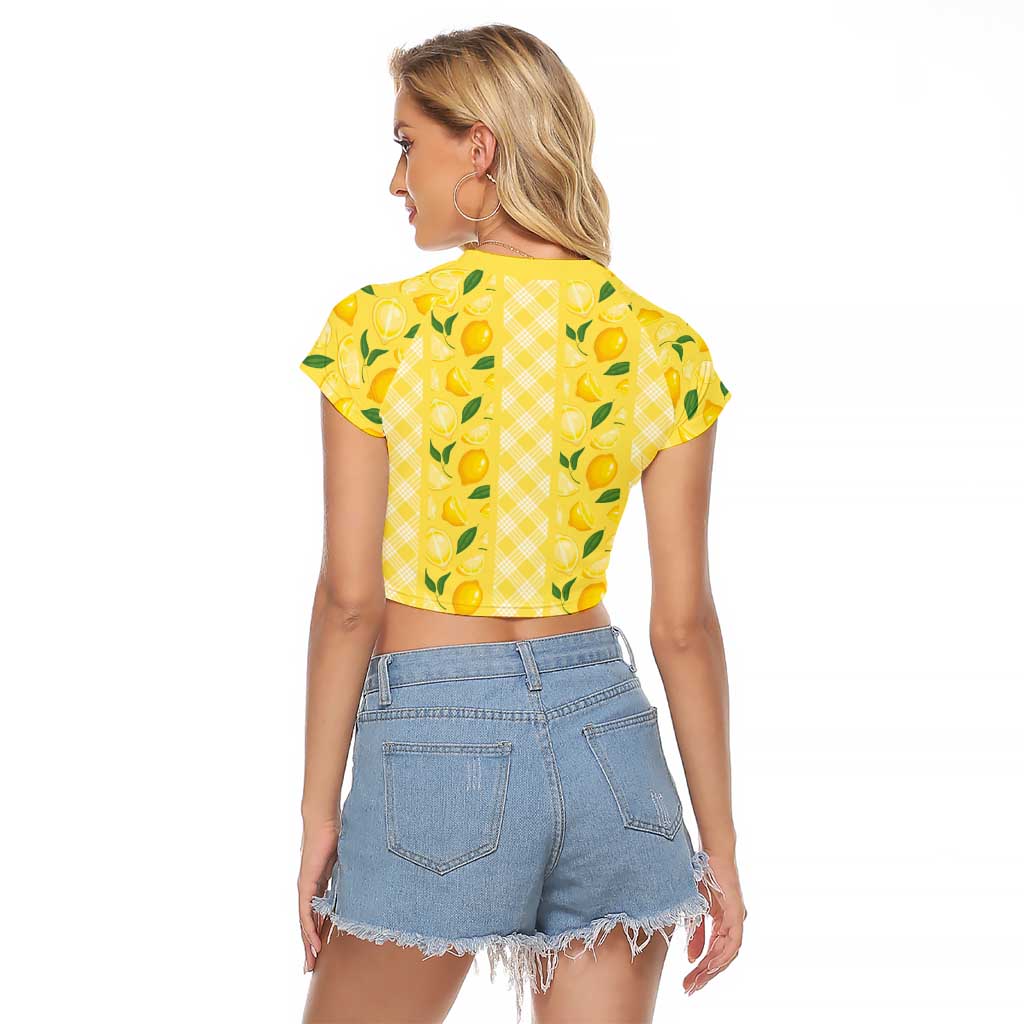 Hawaii Lemon Palaka Raglan Cropped T Shirt Striped Stylized
