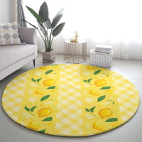 Hawaii Lemon Palaka Round Carpet Striped Stylized