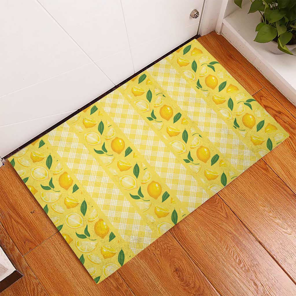 Hawaii Lemon Palaka Rubber Doormat Striped Stylized