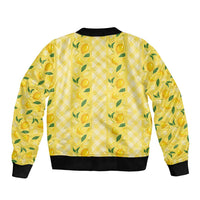 Hawaii Lemon Palaka Sleeve Zip Bomber Jacket Striped Stylized