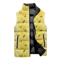 Hawaii Lemon Palaka Sleeveless Puffer Jacket Striped Stylized