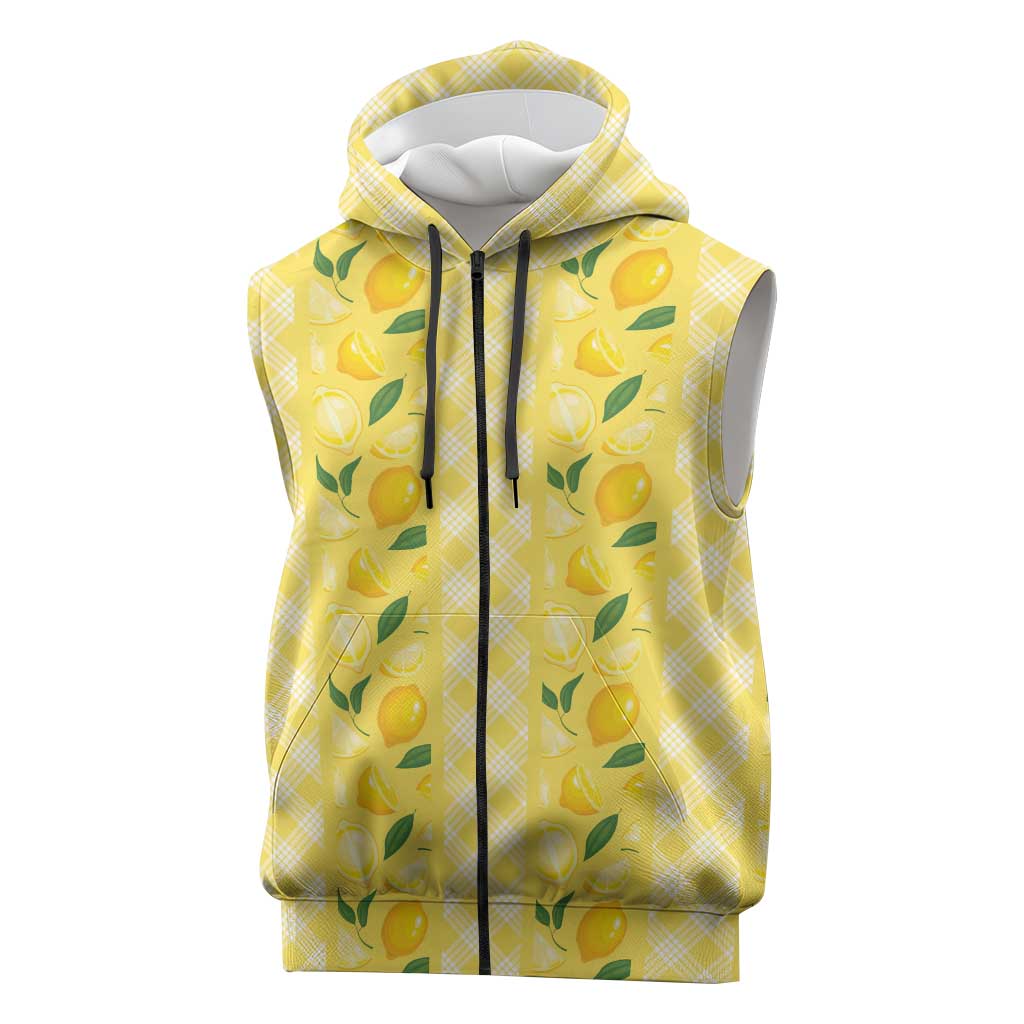 Hawaii Lemon Palaka Sleeveless Zip Hoodie Striped Stylized