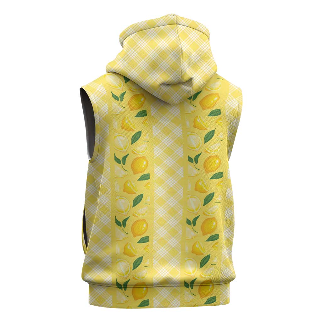 Hawaii Lemon Palaka Sleeveless Zip Hoodie Striped Stylized