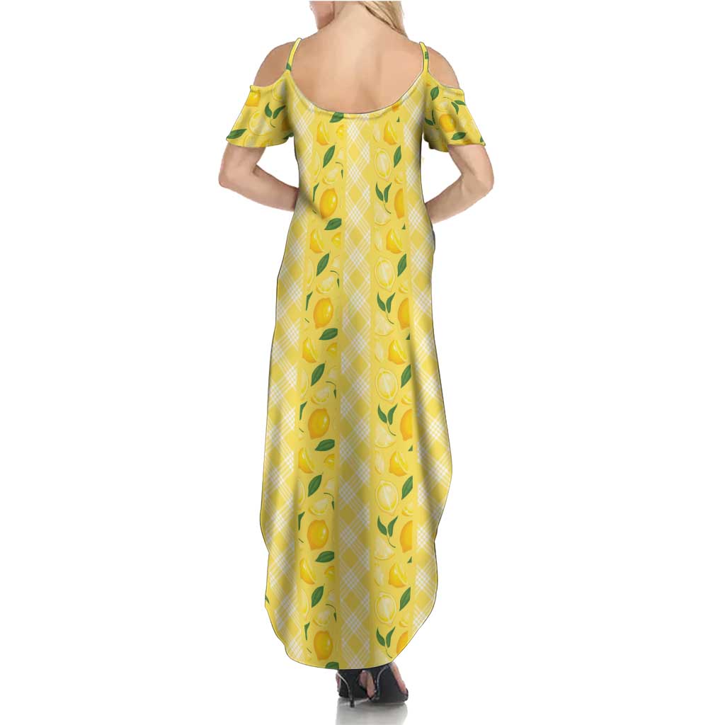 Hawaii Lemon Palaka Summer Maxi Dress Striped Stylized