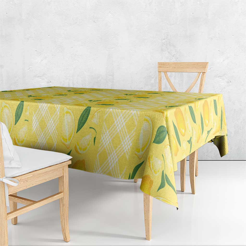 Hawaii Lemon Palaka Tablecloth Striped Stylized