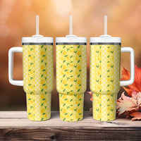 Hawaii Lemon Palaka Tumbler With Handle Striped Stylized