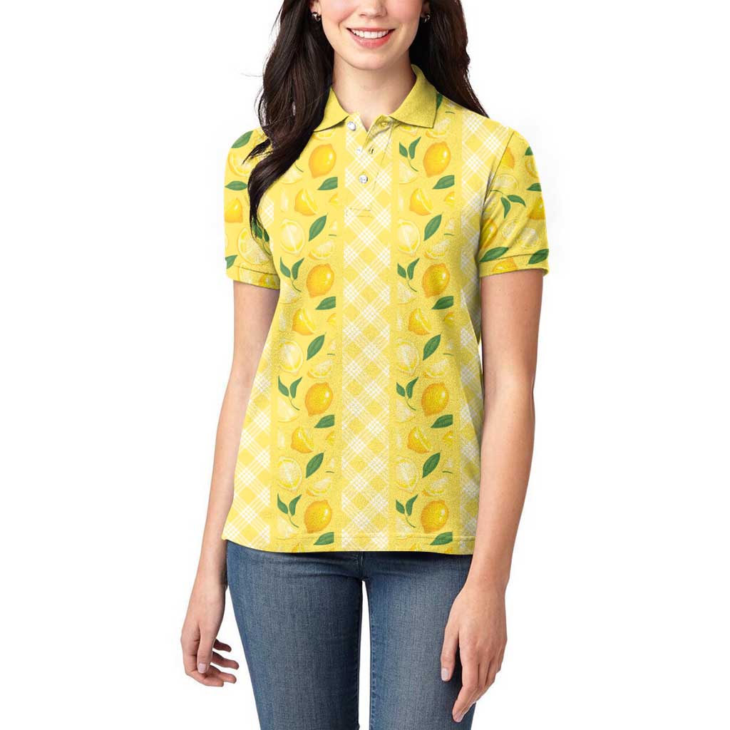 Hawaii Lemon Palaka Women Polo Shirt Striped Stylized