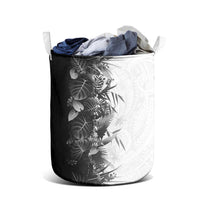 Hawaii Tropical Plant Monochrome Laundry Basket Vibrant Polynesian Pattern