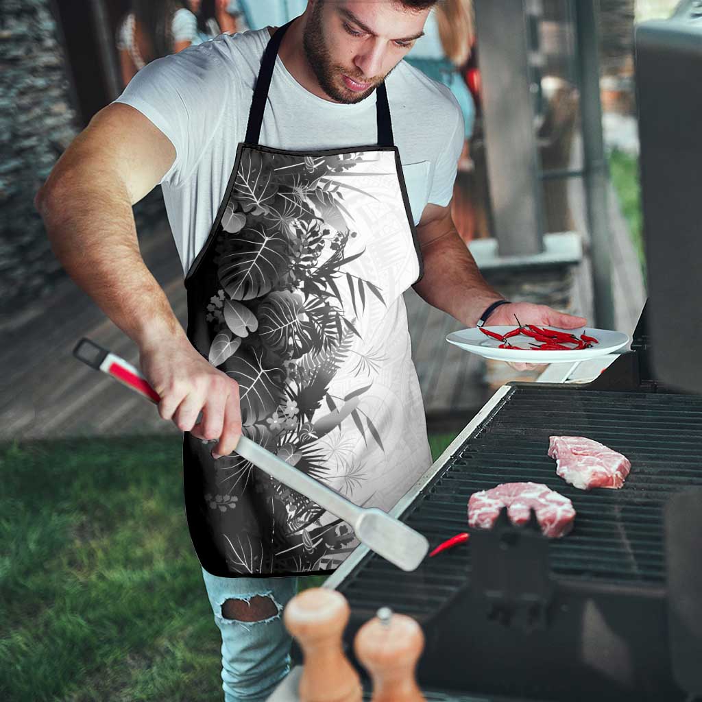 Hawaii Tropical Plant Monochrome Apron Vibrant Polynesian Pattern