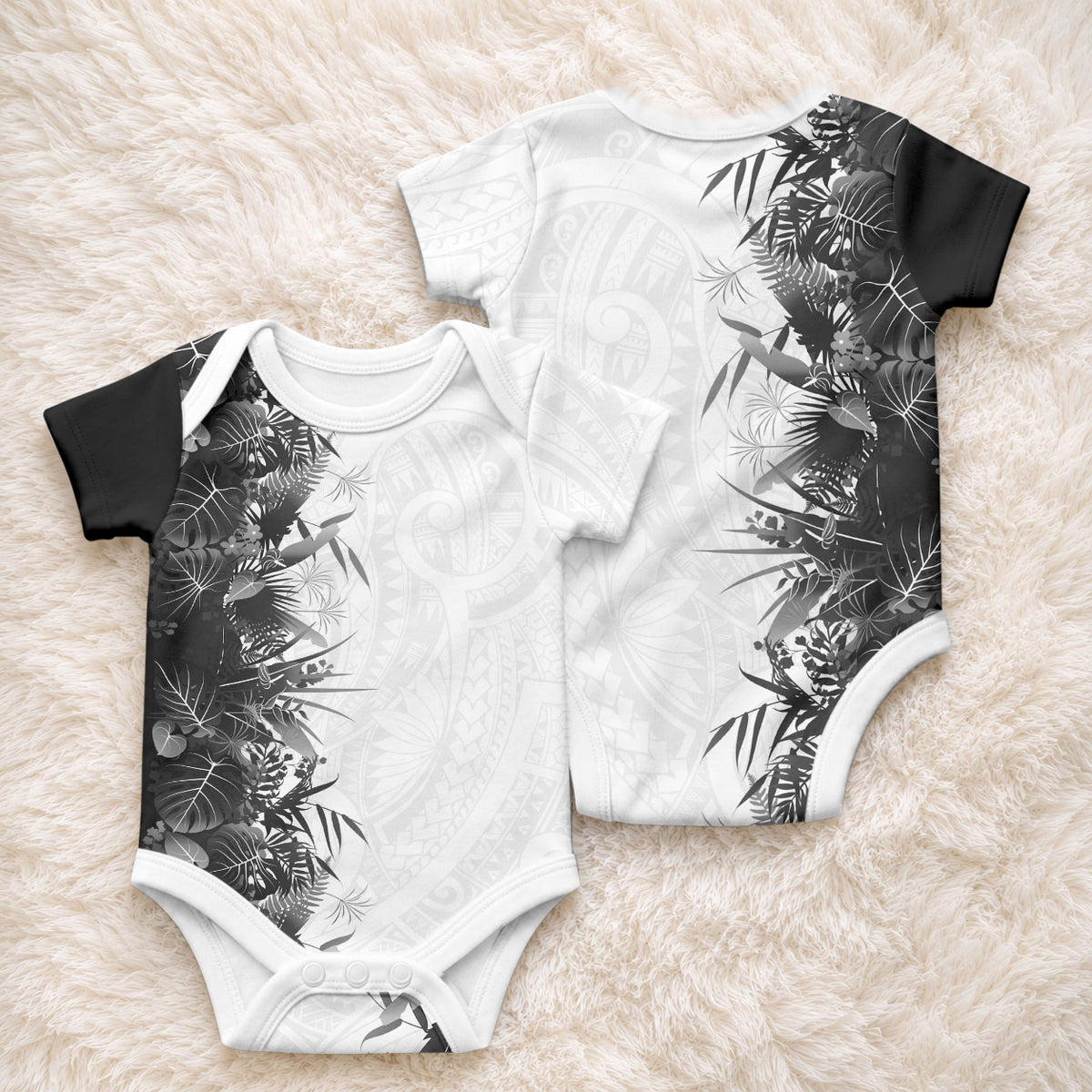 Hawaii Tropical Plant Monochrome Baby Onesie Vibrant Polynesian Pattern LT01 - Polynesian Pride