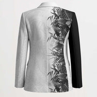 Hawaii Tropical Plant Monochrome Blazer Vibrant Polynesian Pattern