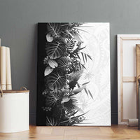 Hawaii Tropical Plant Monochrome Canvas Wall Art Vibrant Polynesian Pattern