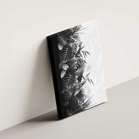 Hawaii Tropical Plant Monochrome Canvas Wall Art Vibrant Polynesian Pattern