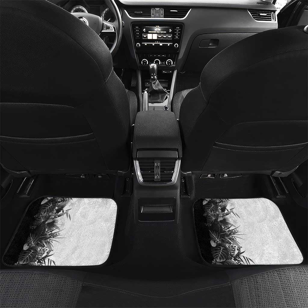 Hawaii Tropical Plant Monochrome Car Mats Vibrant Polynesian Pattern