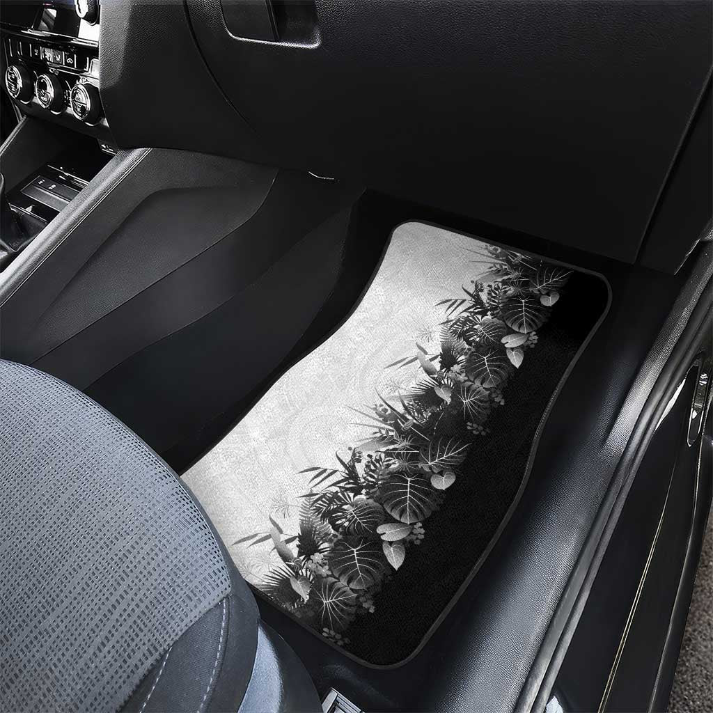 Hawaii Tropical Plant Monochrome Car Mats Vibrant Polynesian Pattern