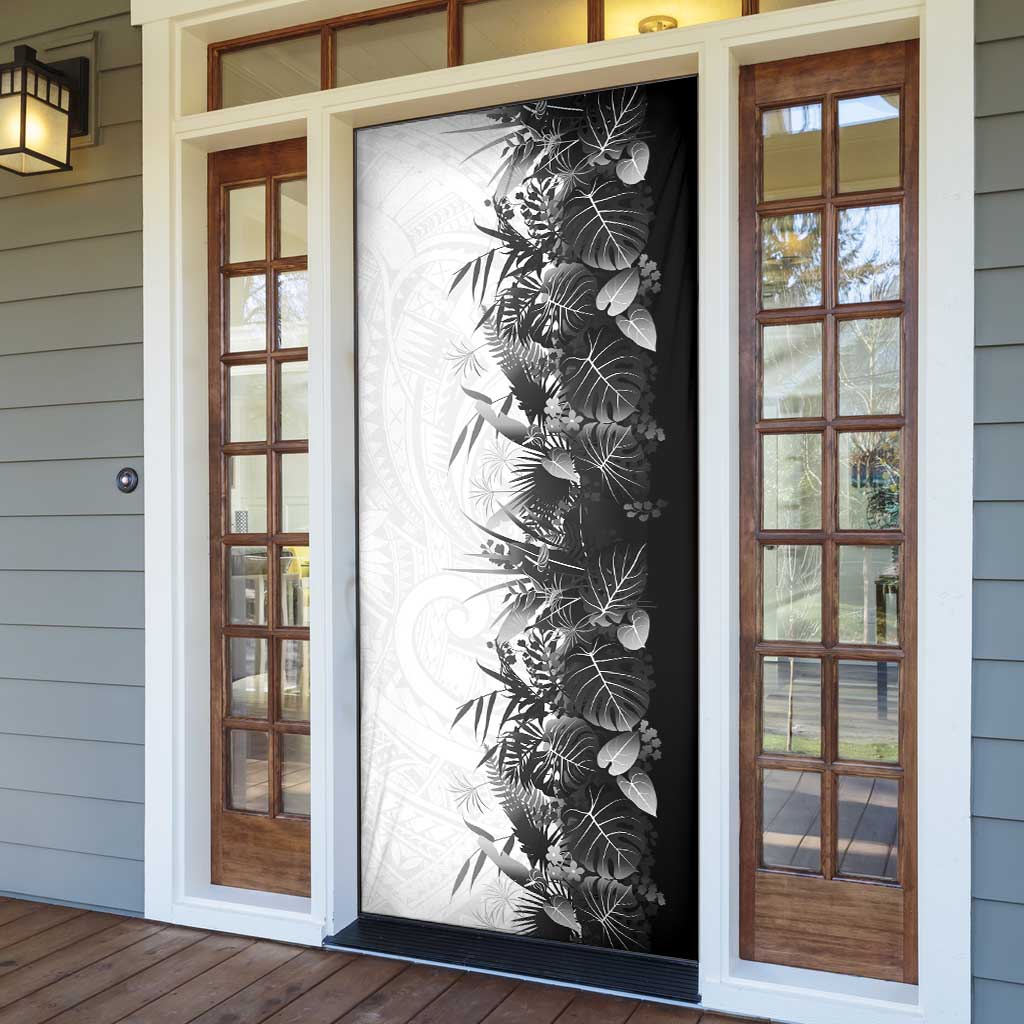Hawaii Tropical Plant Monochrome Door Cover Vibrant Polynesian Pattern