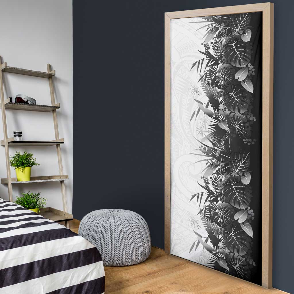 Hawaii Tropical Plant Monochrome Door Cover Vibrant Polynesian Pattern