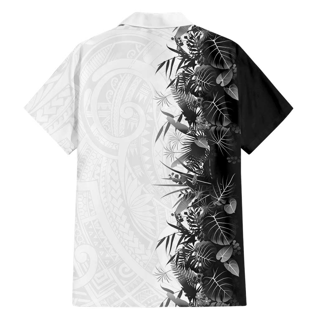 Hawaii Tropical Plant Monochrome Family Matching Long Sleeve Bodycon Dress and Hawaiian Shirt Vibrant Polynesian Pattern LT01 - Polynesian Pride