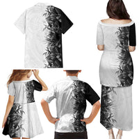 Hawaii Tropical Plant Monochrome Family Matching Puletasi and Hawaiian Shirt Vibrant Polynesian Pattern