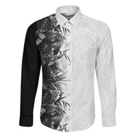 Hawaii Tropical Plant Monochrome Family Matching Puletasi and Hawaiian Shirt Vibrant Polynesian Pattern
