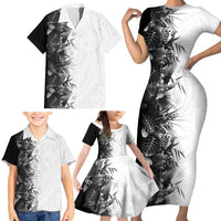 Hawaii Tropical Plant Monochrome Family Matching Short Sleeve Bodycon Dress and Hawaiian Shirt Vibrant Polynesian Pattern LT01 - Polynesian Pride