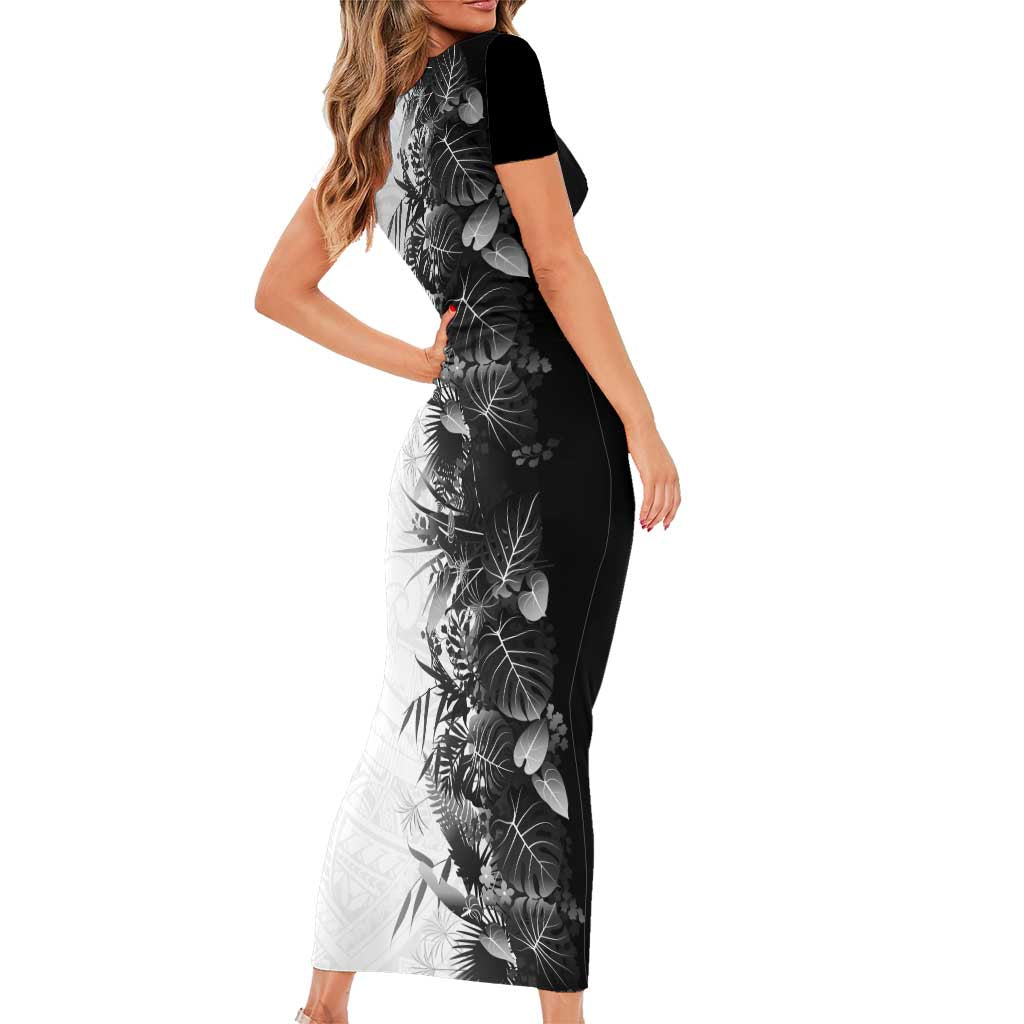 Hawaii Tropical Plant Monochrome Family Matching Short Sleeve Bodycon Dress and Hawaiian Shirt Vibrant Polynesian Pattern LT01 - Polynesian Pride