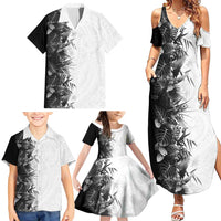 Hawaii Tropical Plant Monochrome Family Matching Summer Maxi Dress and Hawaiian Shirt Vibrant Polynesian Pattern